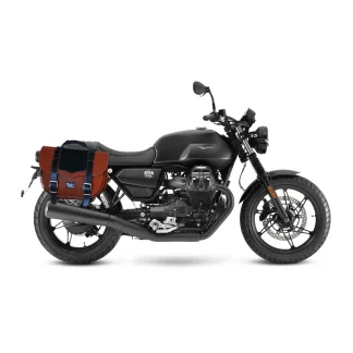 Panniers for Moto Guzzi V7 850 2021-25, pair of CLASSIC in Leather and Black side bags
