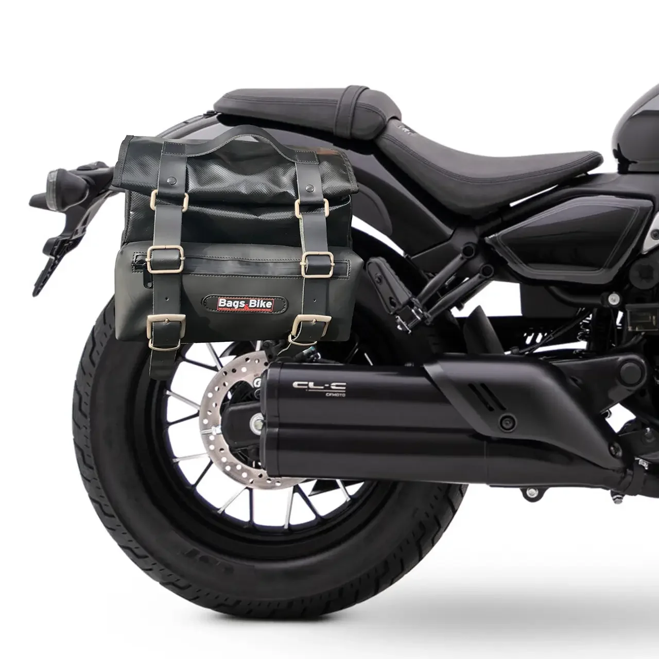 Panniers for Cfmoto CL450 C, pair of CAMION in Leather side bags - Image 2