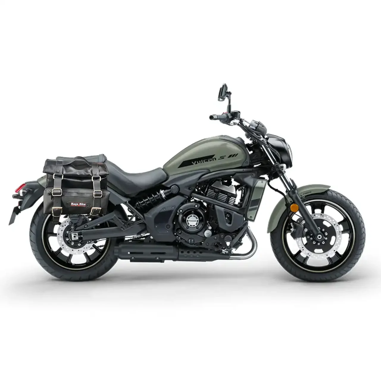 Panniers for Kawasaki Vulcan 650, pair of CAMION in Leather side bags - Image 2