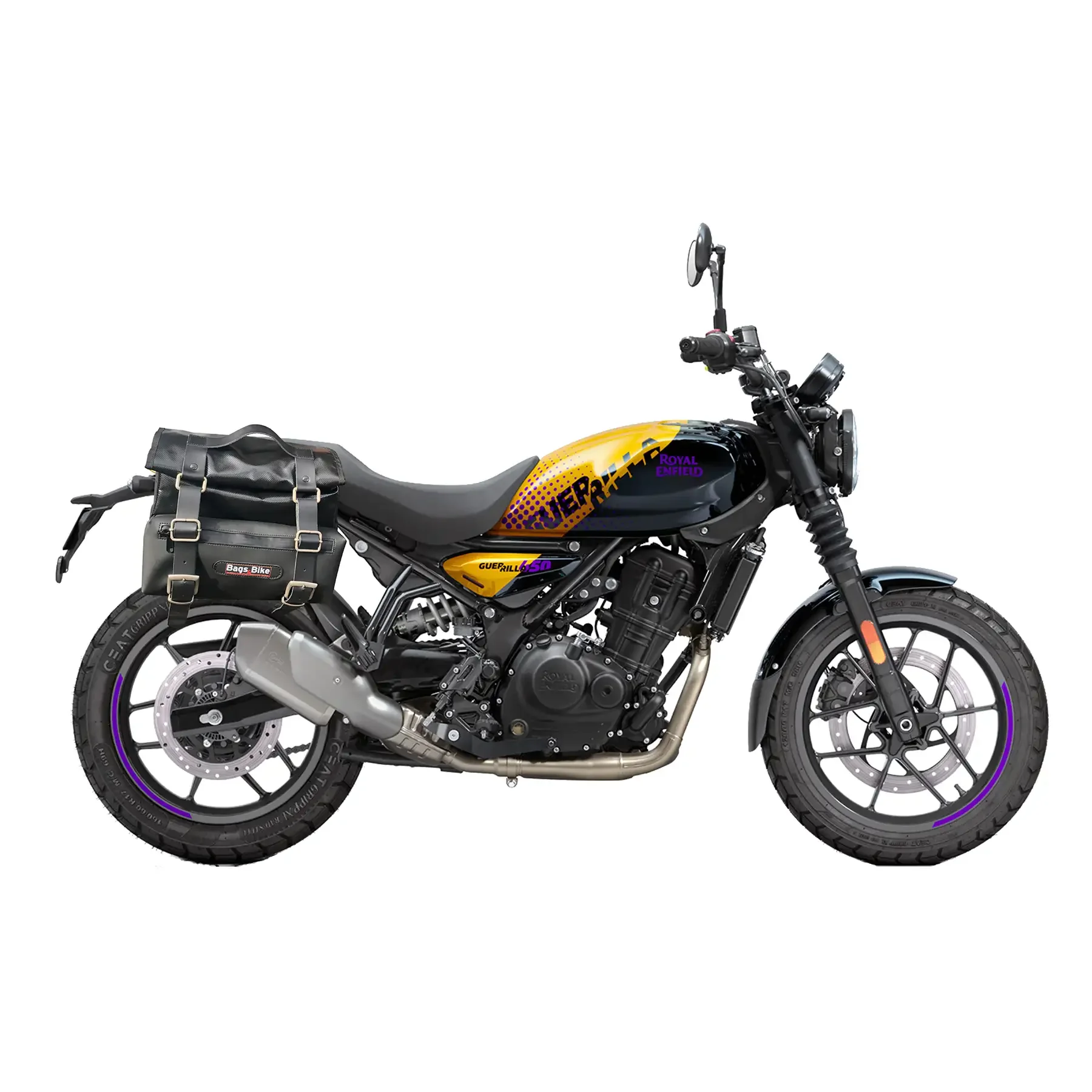 Panniers for Royal Enfield Guerrilla, pair of CAMION in Leather side bags - Image 2