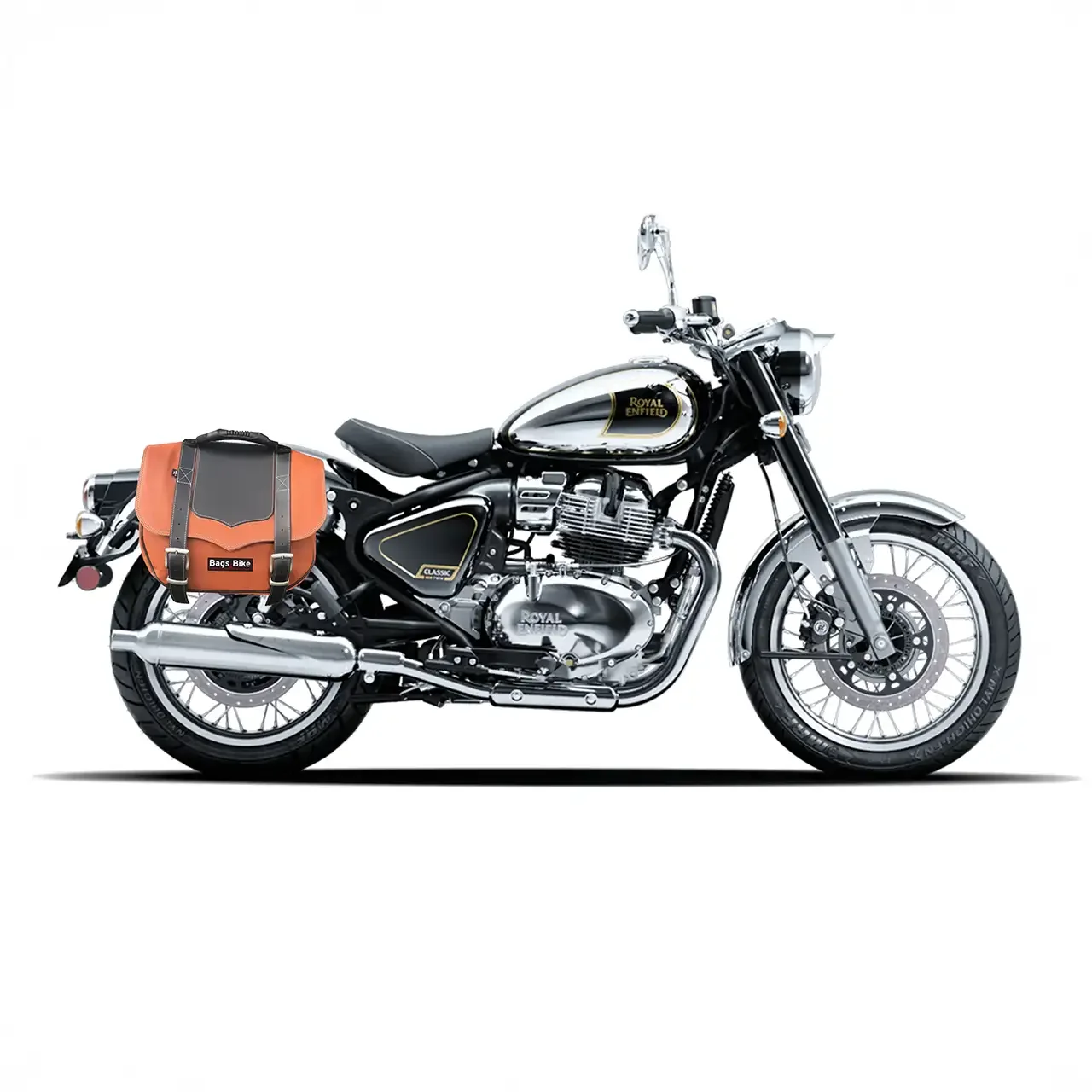Panniers for Royal Enfield Classic 650, pair of CLASSIC in Leather and Black side bags - Image 3