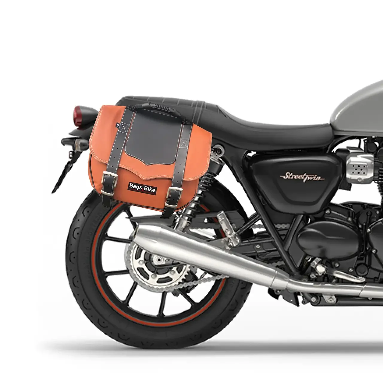 Panniers for Triumph Street Twin 900, pair of CLASSIC in Leather and Black side bags - Image 3