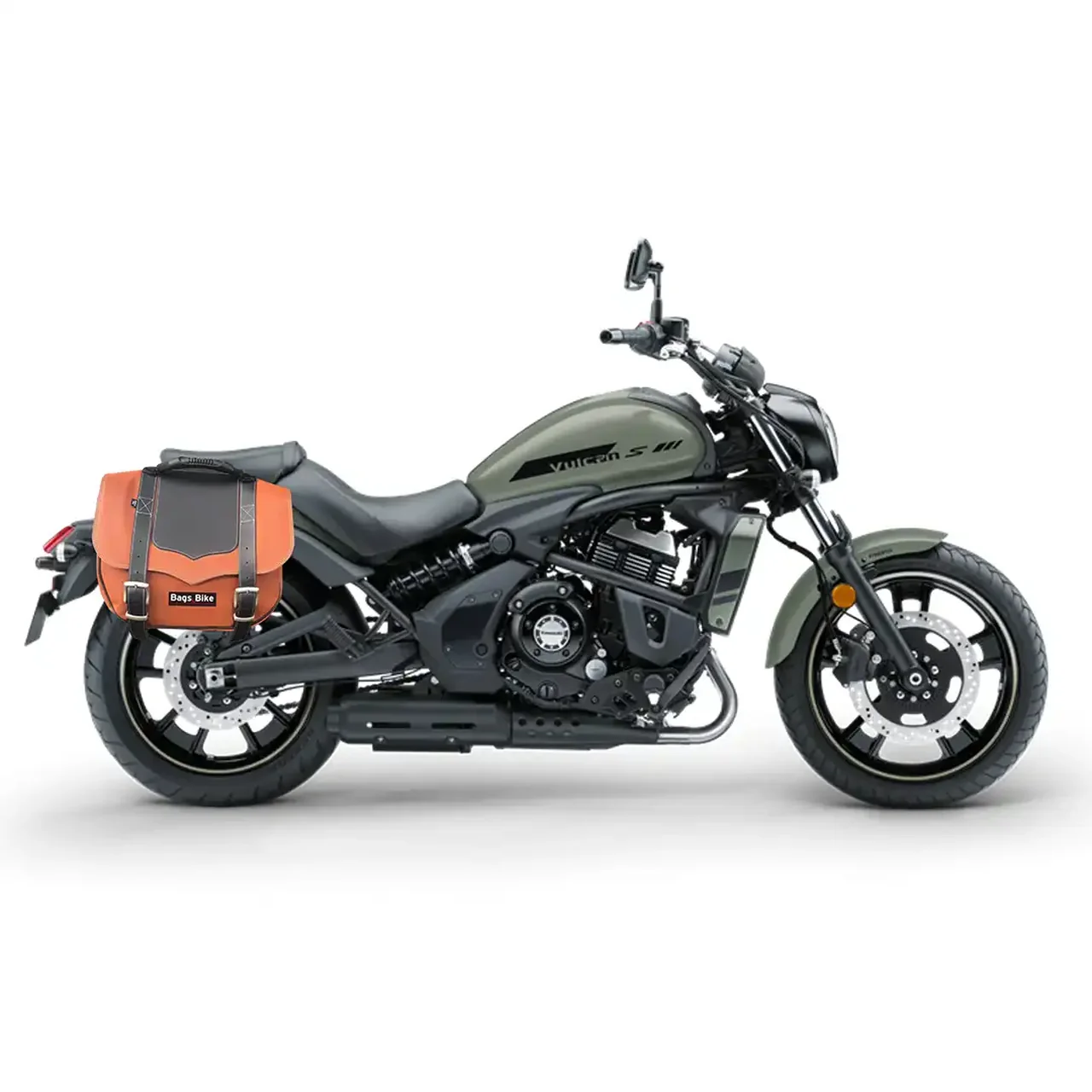 Borse laterali per Kawasaki Vulcan 650, coppia di borse CLASSIC in Cuoio e Nera - immagine 2