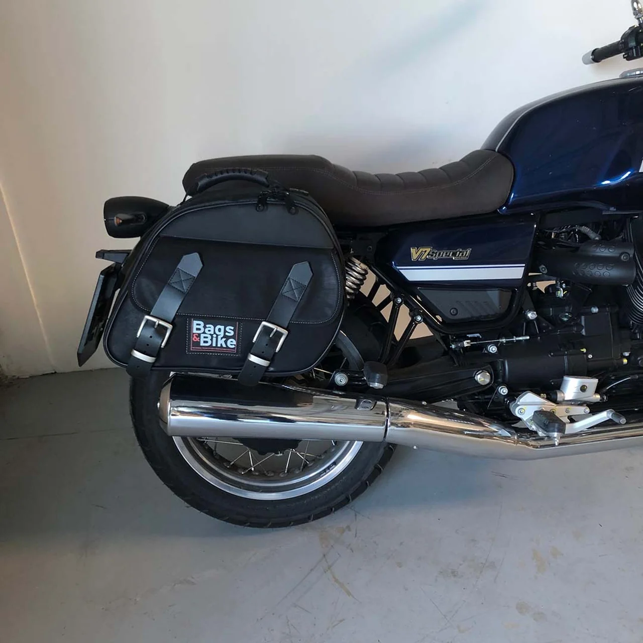 Borse laterali per Moto Guzzi V7 Special 2021/24, coppia di borse EXPLORER in Nera - immagine 2