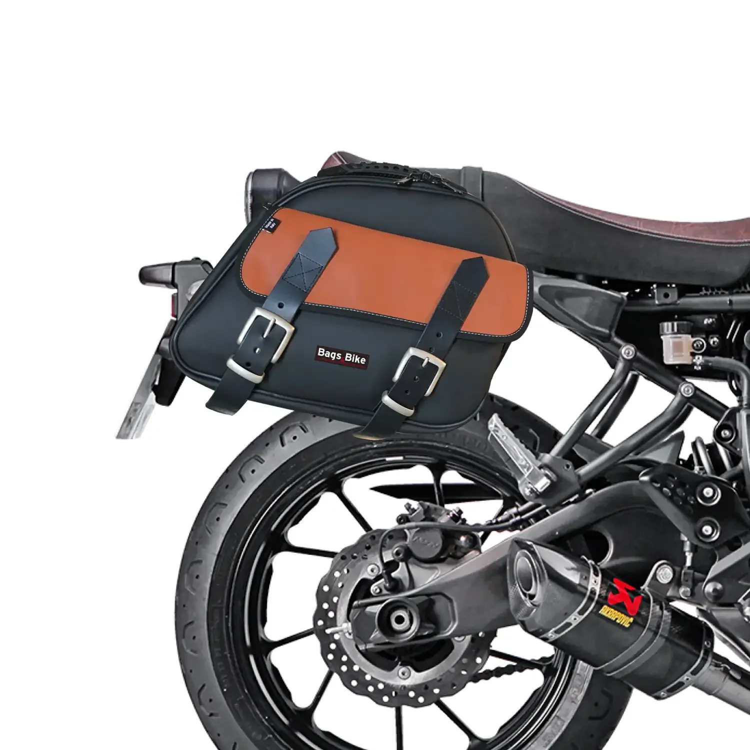 Panniers for Yamaha XSR 700, pair of EXPLORER in Black and Leather side bags