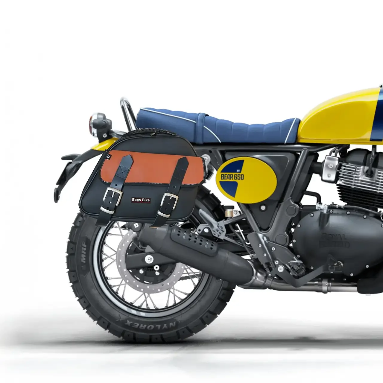 Borse laterali per Royal Enfield Bear 650, coppia di borse EXPLORER in Nera e Cuoio