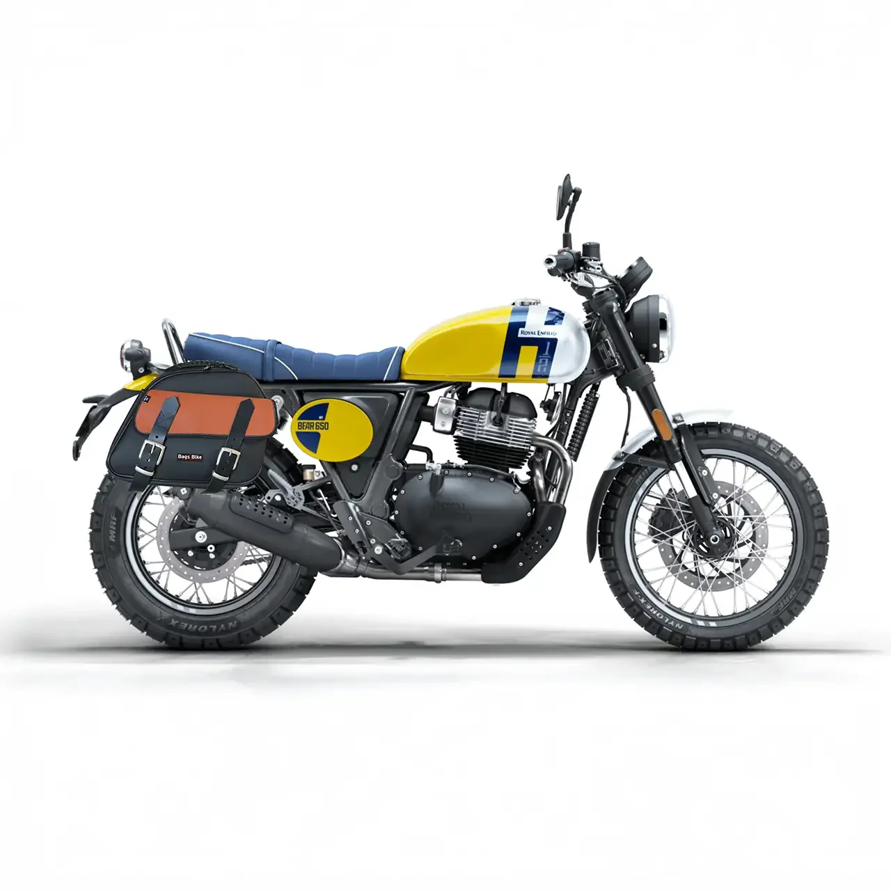 Borse laterali per Royal Enfield Bear 650, coppia di borse EXPLORER in Nera e Cuoio - immagine 3