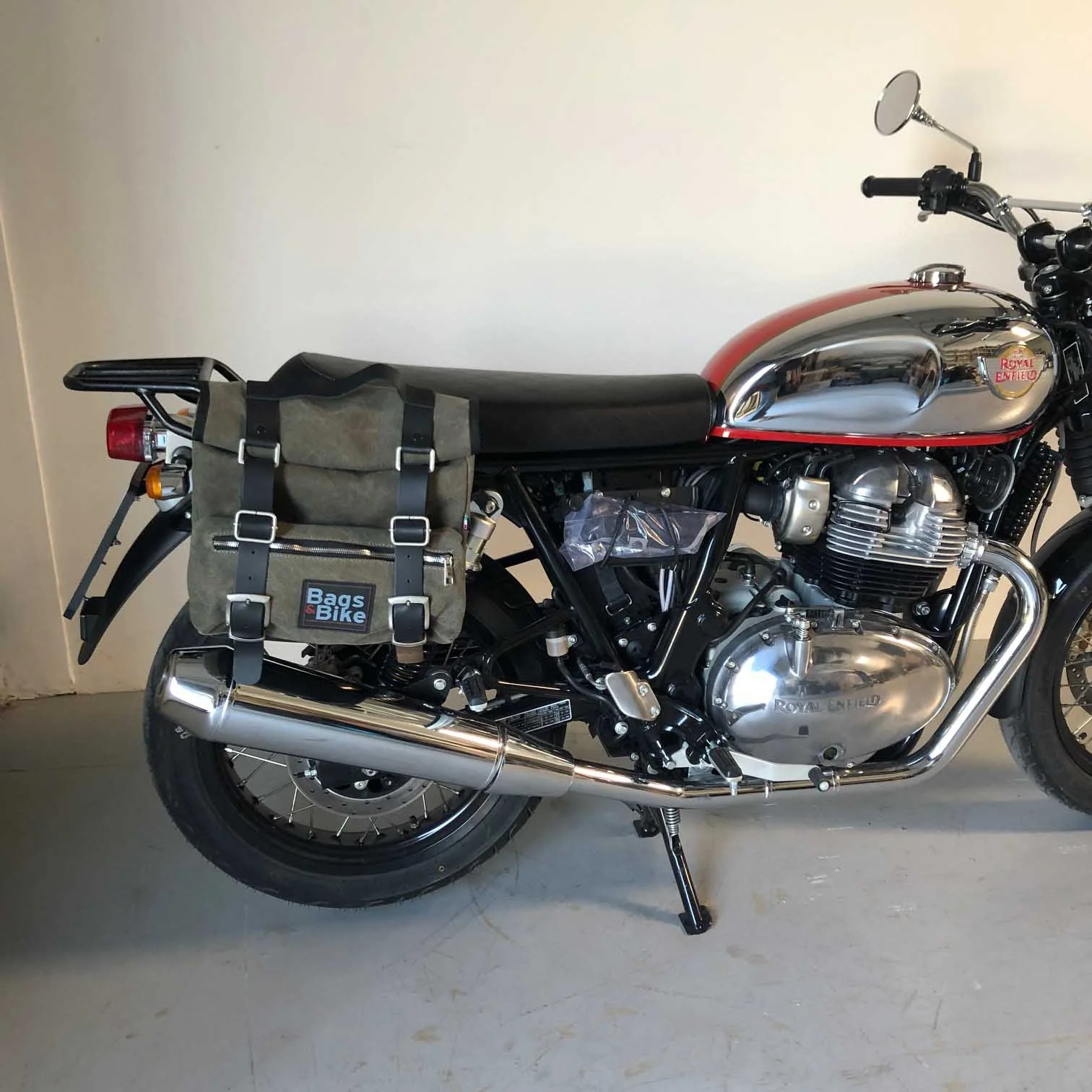 Panniers for Royal Enfield Interceptor Continental, pair of SAHARA in Green side bags
