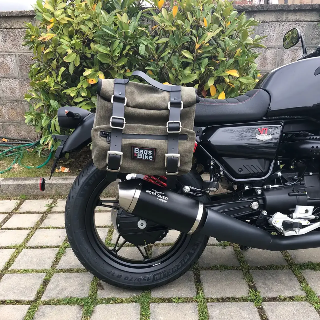 Borse laterali per Moto Guzzi V7 Special Edition, coppia di borse SAHARA in Verde - immagine 2