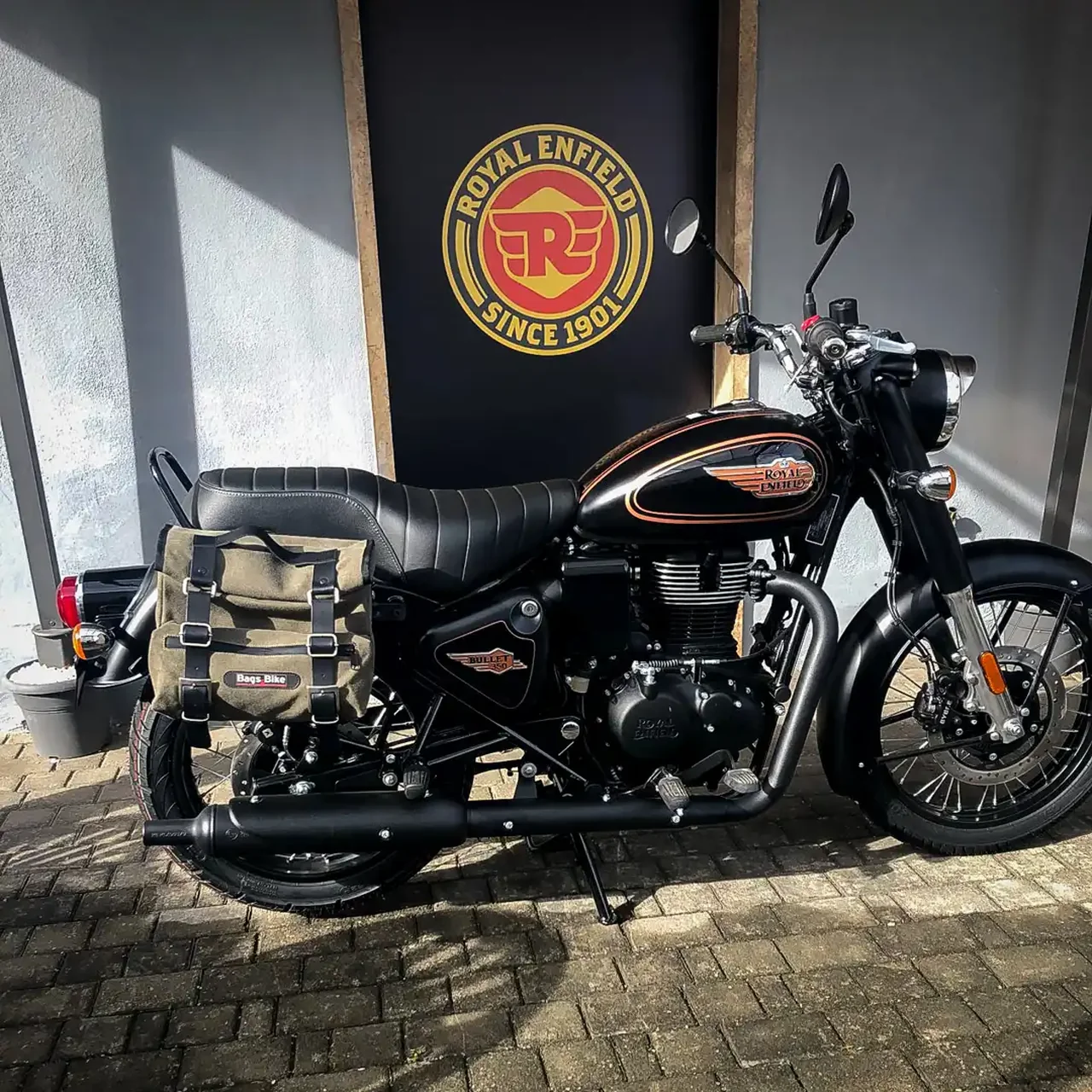 Borse laterali per Royal Enfield Bullet 350, coppia di borse SAHARA in Verde