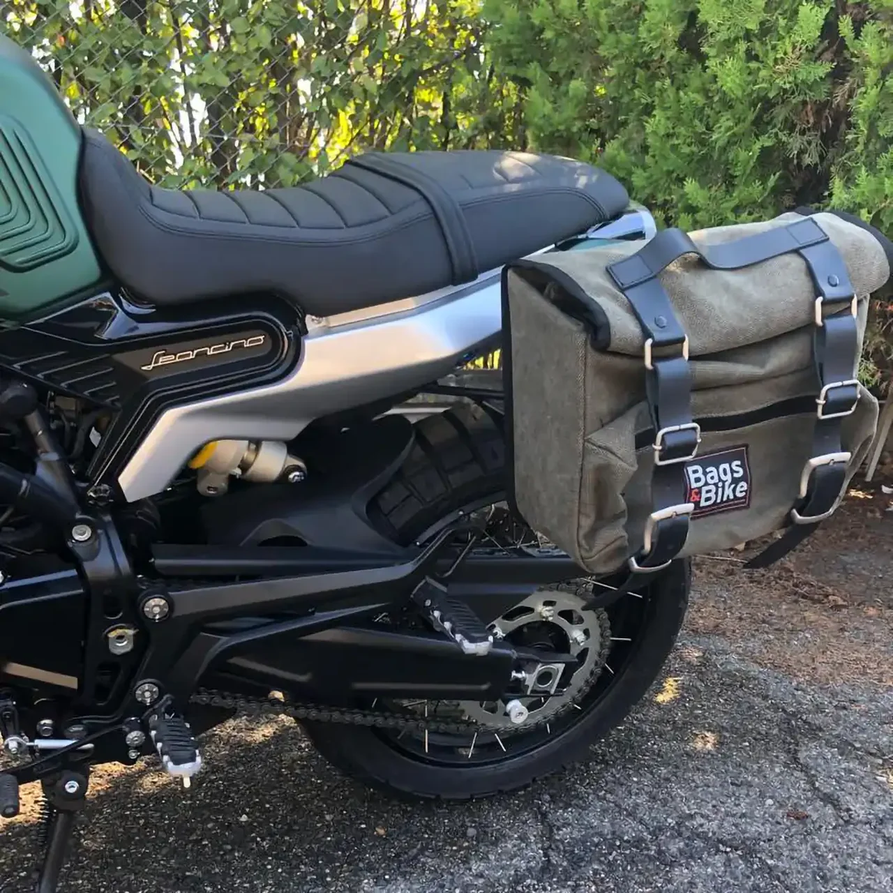 Borsa laterale per Benelli Leoncino 800 Trail, borsa singola SAHARA in Verde - immagine 2