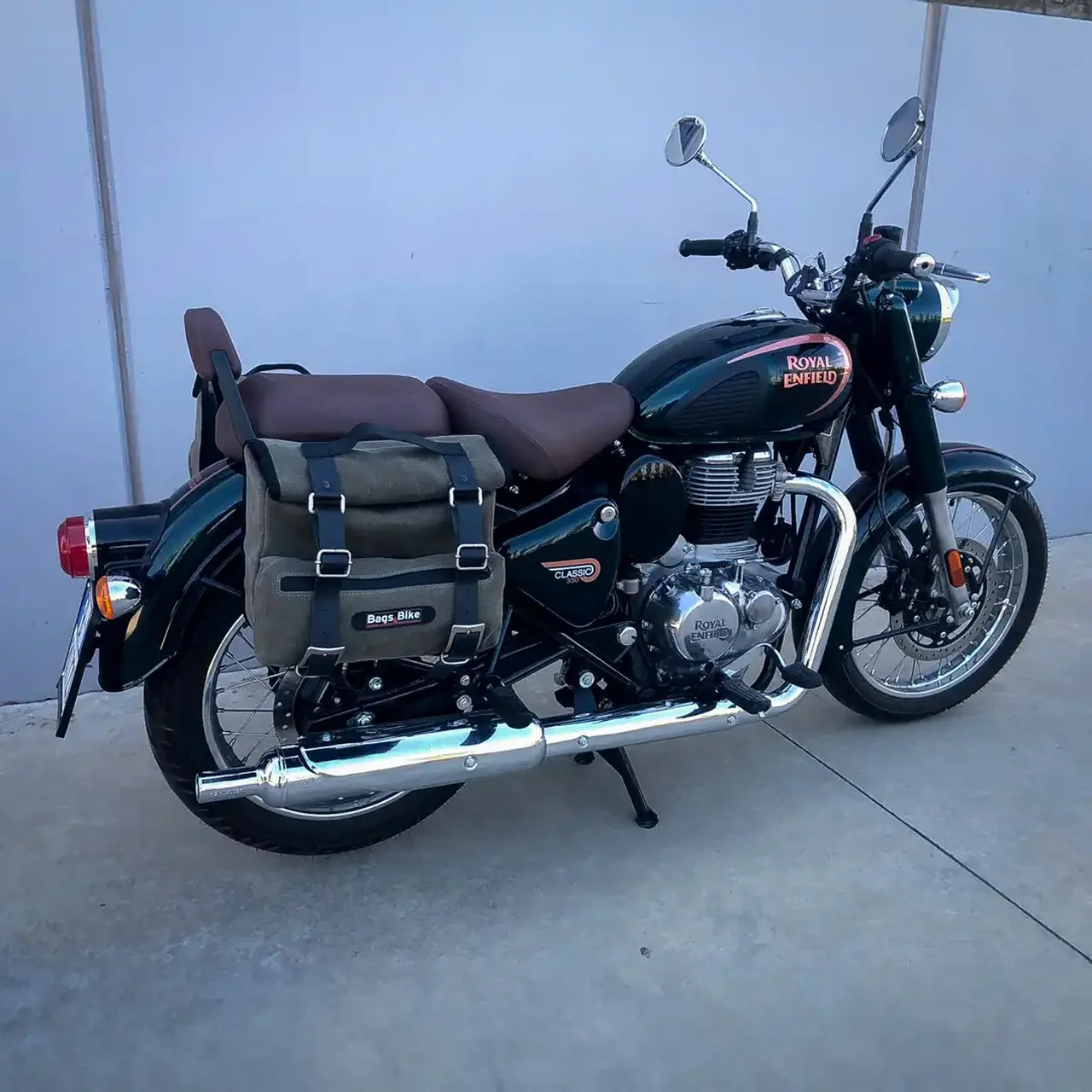 Panniers for Royal Enfield Classic 350, pair of SAHARA in Green side bags - Image 2