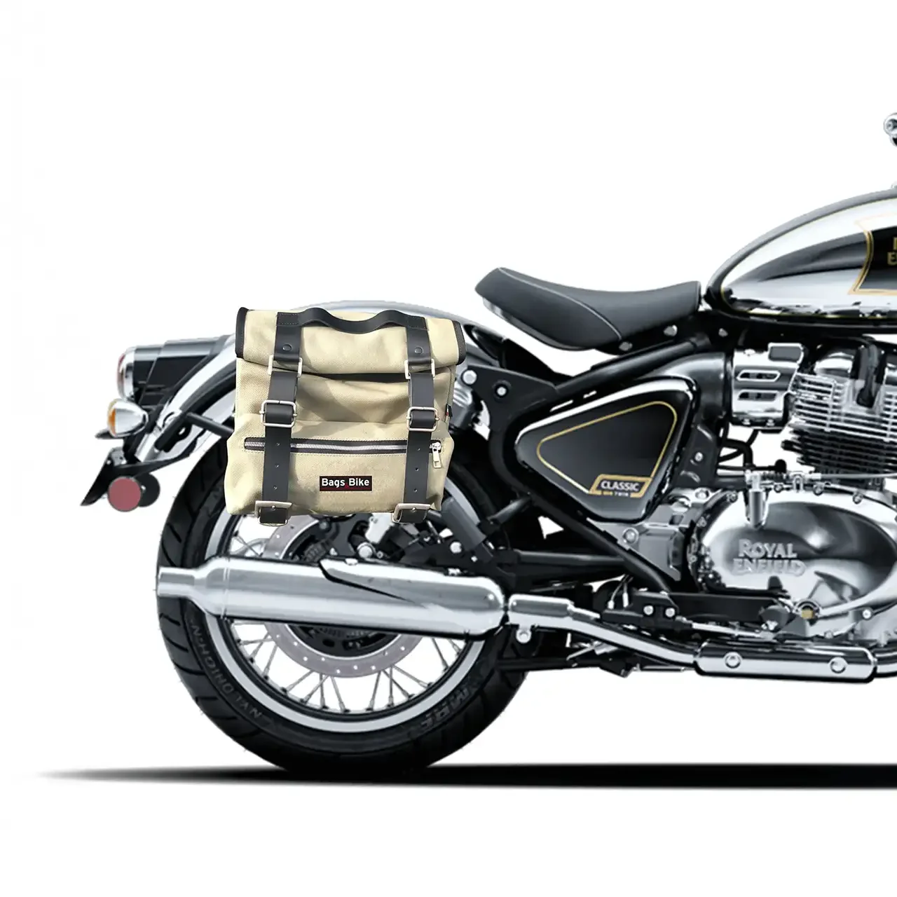 Panniers for Royal Enfield Classic 650, pair of SAHARA in Gray side bags