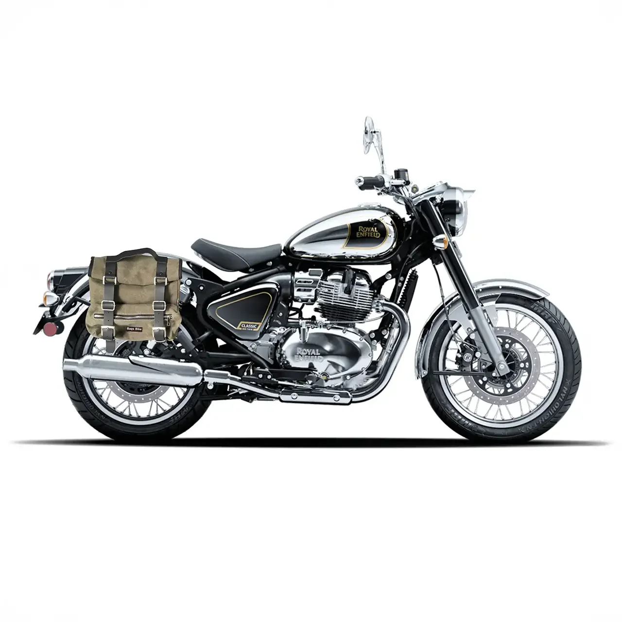 Panniers for Royal Enfield Classic 650, pair of SAHARA in Green side bags - Image 3