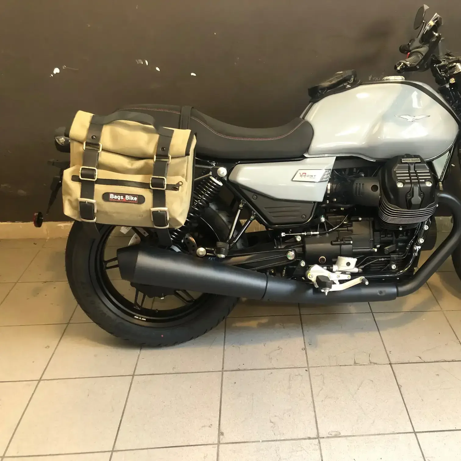 Borse laterali per Moto Guzzi V7 Sport, coppia di borse SAHARA in Grigio