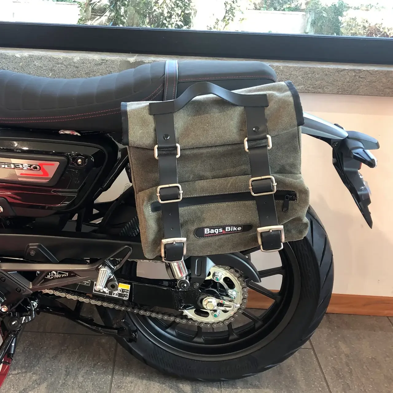 Pannier for Honda GB 350 S, left-sided bag SAHARA in Green