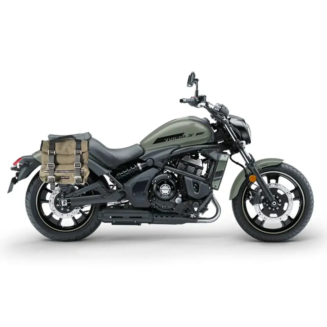 Panniers for Kawasaki Vulcan 650, pair of SAHARA in Green side bags - Image 2