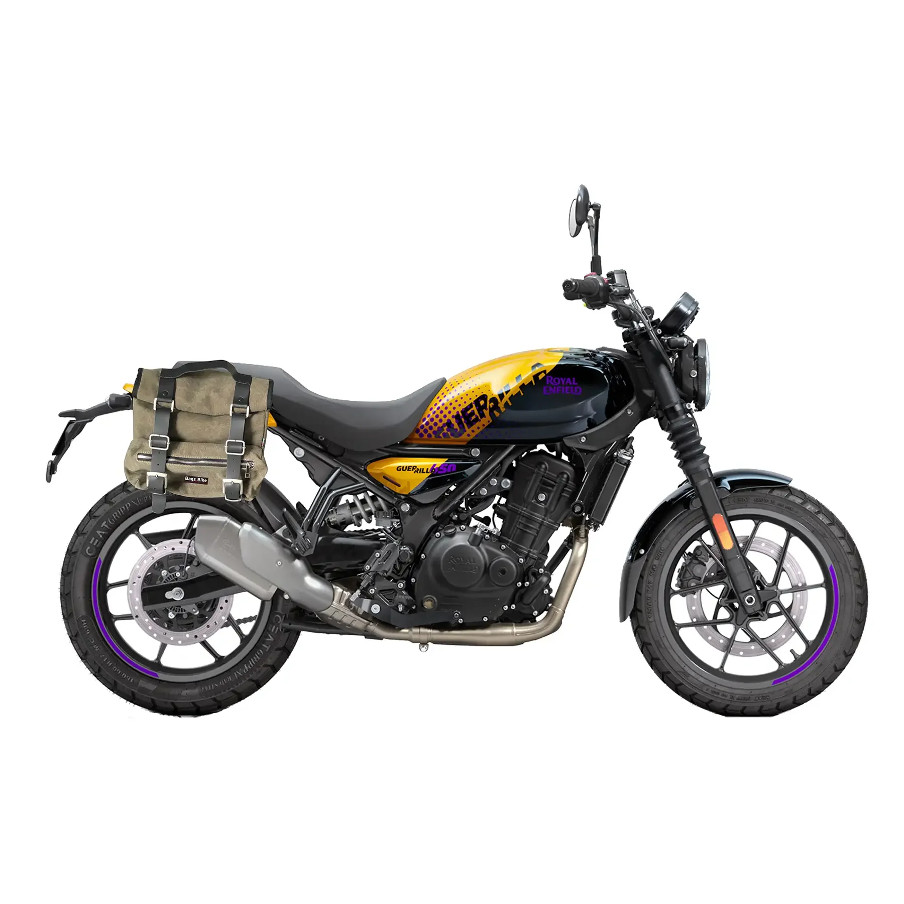 Panniers for Royal Enfield Guerrilla, pair of SAHARA in Green side bags - Image 2